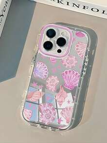 1pc Pink Shell Starfish Pattern Mirror Phone Case, 1.5mm PC Hard Shell 2-In-1 Full Coverage Airbag Anti-Drop, Raised Camera Ring, Suitable For IPhone 16/16 Pro/16 Plus/16 Pro Max/17/17 Pro/Air/17 Pro Max/15/11/12/13/14/16E/15 Pro/14 Pro/13 Pro/12 Pro/11 Pro/15 Pro Max/14 Pro Max/13 Pro Max/12 Pro Max/11 Pro Max