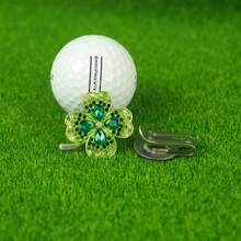 Marcador de bola de golf con trébol de cuatro hojas brillante - Clip magnético para gorra y marcador de bola, accesorio de golf fácil de usar para marcar la posición de la bola, regalo perfecto para golfistas - Trébol de diamantes - Ver 8