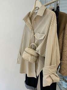 ii Early Autumn Corduroy Texture Casual Striped Long Sleeve Shirt