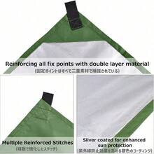 Hammock Camping Tarp Rain Fly Waterproof Tent Shelter Awning Sunshade Cloth Picnic Mat For Outdoor Hiking Beach Backpacking Included Guy Lines And Stakes - 01綠色 - 查看 4