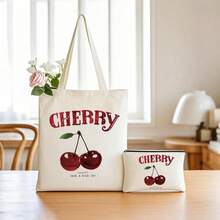 1/2pcs Large Canvas Tote Bag-Lemon Design Light Shopping Bag Cosmetic Bag Shoulder Bag, Ladies, Farmers Market, Picnic, Lemon Lovers Gift, Summer Style Handle, Beach Shopping Essential Foldable, Large Capacity, Light Weight, Stylish Personalized Tote Bag, Shoulder Bag, Casual Shopping Bag Store Back To School