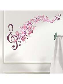 1 件墙贴音乐花朵音符装饰贴纸 PVC 贴纸可移除自粘易撕贴纸家居装饰让您的生活焕然一新节日装饰贴纸生日毕业礼物墙壁装饰房间装饰 - 彩色 - 查看 6