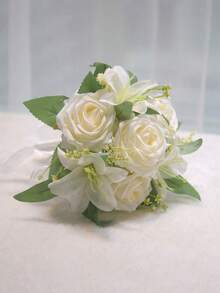 1 Bouquet Small Artificial Rose Wedding Bride & Bridesmaid Bouquet, Colorful Forest Theme Wedding Bouquet, Elegant Wedding Party Photo Decor Flowers, Christmas, Daily Gift