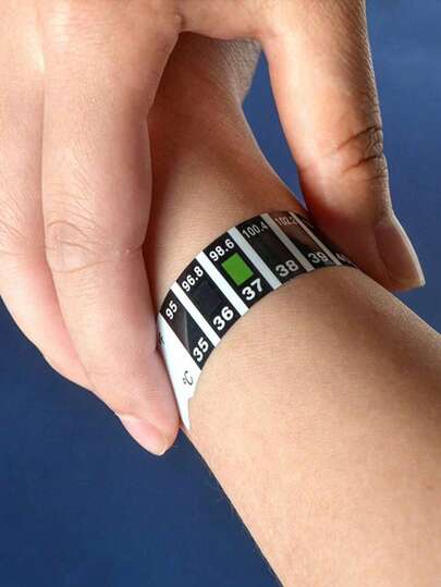 10pcs Forehead Temperature Sticker, PET Black And White Forehead Measuring Thermometer Sticker, Quick Check Non-Invasive Forehead Thermometer, Suitable For Family Or School To Carry. , Reusable Color-Changing Belt.