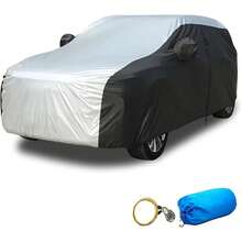 Cubierta para Auto,Funda de Coche Exterior para SUV, Funda para Coche con Cremallera Antiarañazos, Lona para Auto Impermeable, Antipolvo, Antilluvia y Antiuv, Protege tu Coche de Arañazos - Negro plata - Ver 8