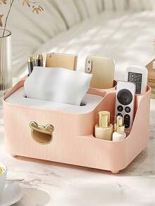 1 pieza Caja de pañuelos de plástico creativa, caja de almacenamiento multifuncional para escritorio para la sala de estar, mesa de café, comedor, soporte para control remoto - Multicolor - Ver 11