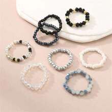 8 件套波西米亚水晶串珠可叠戴戒指 - 彩色 - 查看 9