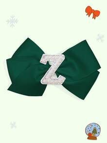 1pc 5-Inch 26pcs A-Z Pearl Letter Personalized Hair Clip For Girls, Ponytail Holder, Suitable For Holiday Party, School Graduation, First Day Of School, Classroom - Dark Green - View 28