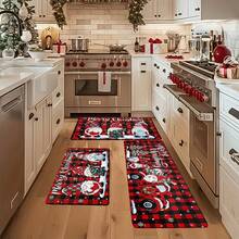 1/2/3 قطعة سجادة مطبخ عيد الميلاد سميكة بسماكة 0.47 بوصة/1.2 سم، ديكور عيد الميلاد بنمط الشريط الأحمر والأبيض، مضادة للإرهاق وغير انزلاقية وقابلة للغسيل لأرضية المطبخ بالمنزل (تمثال عيد الميلاد) - متعدد الألوان - مشاهدة 4