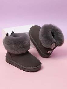 时尚休闲儿童雪地靴，适合幼儿/小孩/大童，保暖内衬，适合男孩和女孩 - 灰色 - 查看 1