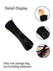 A Thermal Lunch Bag With Four Cups Of Black Coffee And A Heart, Leopard Print Pattern Printed On It,Insulated Bag With The "Lut Furst Caffee" Pattern Paired With A Black Cutlery Storage Bag