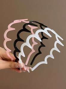 3条/1条 15.75英寸/40厘米 亮面纯色齿状发箍，黑/白/粉色可选，简约时尚百搭高端纯色发饰，适合日常出行、休闲、派对、通勤、度假、洗脸、化妆、搭配服装等场合，可作发带、发箍、发饰、女士发箍等。 - 彩色 - 查看 6