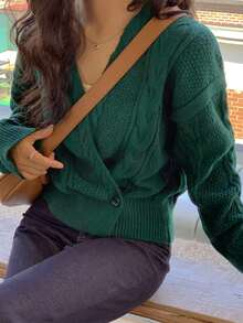 2025 Autumn/Winter Casual Comfortable Solid Color Long Sleeve Cardigan Sweater