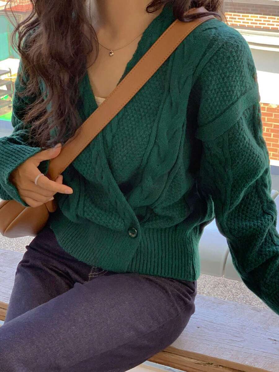 2025 Autumn/Winter Casual Comfortable Solid Color Long Sleeve Cardigan Sweater