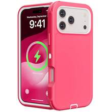 Suitable 17/16/15/14/13 Series Three-Layer Thickened Heavy-Duty Protective Case, Heavy-Duty Anti-Fall Full-Body Strong Shockproof Three-Layer Sturdy Protective Mobile Phone Case, 3-In-1 Sturdy And Durable Protective Case, Halloween, Christmas, Easter And Thanksgiving, Perfect Male/Girlfriend Holiday And Birthday Gift Selection - 粉紅白色 - 查看 17