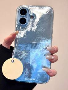 奢华渐变浅蓝色激光冰川图案手机壳,兼容 17 Pro Max、17 Pro、17 Air、16、15、14、13、12 Pro Max、16 Plus、11,时尚闪亮后盖保护壳 - 淺藍色 - 查看 6