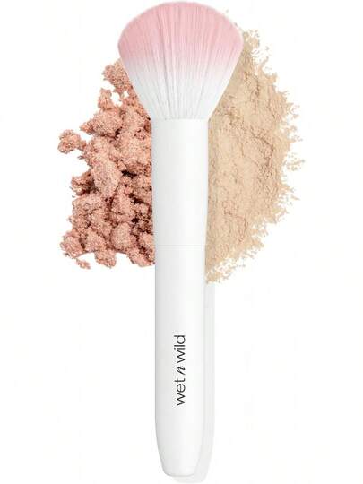 Brocha Profesional para Polvo Facial| Brocha para Polvo con Cerdas Sintéticas Ultra Suaves y Fibras Aterciopeladas| Ideal para Polvo sellador de maquillaje, Rubor y Bronceador| Libre de crueldad y vegano