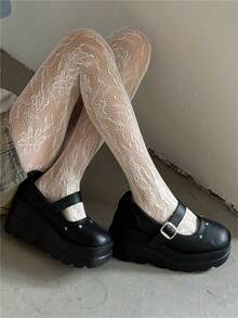 1/2 Pairs Of Women's Multicolor Fishnet Floral Lace Pattern Tights - Elastic Waistband, Sheer Mesh Fabric, Stretchy Comfort, Blending Sexy Gothic And Elegant Styles (A/B/C Options), Perfect Gift For Besties, Ideal For Everyday Wear. Women's Halloween Costume, Perfect For Christmas And Halloween Celebrations, The Ideal Gift For Friends For Halloween/Christmas