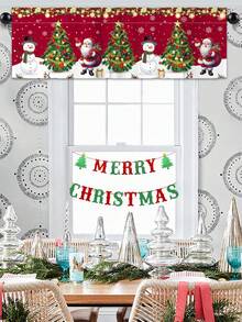 1 pièce Cantonnière de rideau de Noël, rideau court de Joyeux Noël avec cloche de Noël, bonhomme de neige, sapin de Noël et style de vigne à fleurs rouges, rideau de demi-fenêtre, rideau de cuisine de Noël, décoration de fête de Noël, fournitures de fête de Noël, décoration de Noël, décorations de Noël pour la maison, décoration de chambre de Noël, décoration de fenêtre de cuisine, cadeaux de Noël, décorations d'hiver, décoration de salon, décoration de bureau