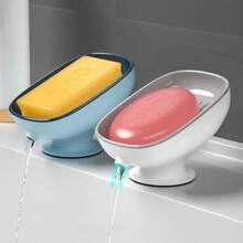 Soap Dish With Suction Cup Design,Self Draining Soap Dish, Soap Bar Holder For Shower Bathroom Kitchen Toilet,Double - Layer Design For Neat Soap Storage & Quick Draining(Azure Blue&Gray) - Multicolor - View 2