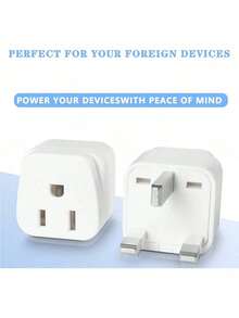 محول قابس من الولايات المتحدة إلى المملكة المتحدة، محول سفر من 2/3 شوكة أمريكية إلى 3 شوكات، محول من الولايات المتحدة إلى المملكة المتحدة، محول طاقة مؤرض من الولايات المتحدة وكندا والمكسيك واليابان إلى المملكة المتحدة (1 حزمة باللون الأبيض)