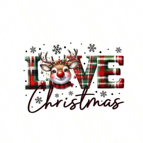 1 pezzo/2 pezzi/3 pezzi Adesivi termoadesivi con renne natalizie e scritta LOVE, decorazioni fai-da-te alla moda e divertenti da applicare con il ferro da stiro su magliette, cuscini e altro, in plastica resistente, lavabili, con disegni multicolore di alta qualità e resistenti allo sbiadimento, perfetti per zaini, cuscini, pantaloni, copridivani