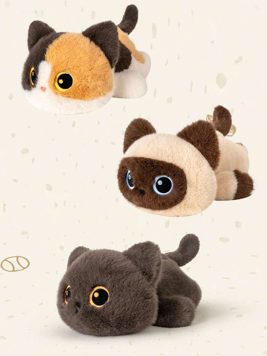 30厘米/11.81英寸 毛茸茸的猫咪毛绒玩具柔软填充动物小猫玩偶毛绒动物装饰创意礼物儿童生日派对家居女孩房间装饰游戏收藏品 - 彩色 - 查看 1