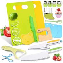 13 Piezas Montessori Herramientas Cocina para Niños, Cuchillos para Niños, Utensilios de Cocina para Niño, Juego de Cocina Infantil Cocinar y Cortar Pasteles, Regalo, Premio - 23 piezas - Ver 11
