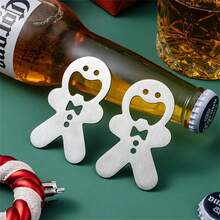 Deschizătoare magnetice de sticle cu tematică de turtă dulce pentru bărbați - magneți de frigider din oțel inoxidabil cu design cu papion, nu necesită alimentare pentru bere, suc, decor de bucătărie și sărbători (idee de cadou de Crăciun), magneți de frigider de Crăciun, articole pentru petreceri, stil festiv, finisaj elegant, magneți funcționali, proprietari de baruri