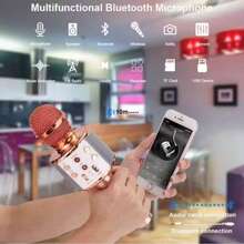 Microfone Ws 858 Karaokê Bluetooth Efeito Voz Modo Gravação  Função Selfie - Pink - Visão 4