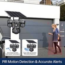 15MP Wifi 太阳能摄像机 4G SIM 卡户外三屏 IP 摄像机 PIR 夜视 CCTV 家庭安全监控 V380 Pro 摄像机 - 黑色 - 查看 9