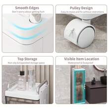 KHNR 52.76" Tall Narrow Bathroom Storage Cabinet With Doors And Adjustable Shelves Slim Plastic Waterproof Organizers Foldable Floor Skinny Cabinets For Small Spaces Kitchen Laundry Room Bedroom - 白色 - 查看 6