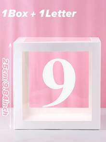 1pc 25cm White Number Transparent Box(Box&Letter), Transparent Balloon Box Gift Box, DIY Free Combination Numbers,Birthday Party Background Decoration Box, 1st Birthday Party Scene Setting Number Box, Babe Shower Decoration, Transparent Balloon Box Gift Box, Gender Reveal Party Decor Balloon Box, Room Decor Balloon Storage Box, Party Background Photography Props, Party Favor