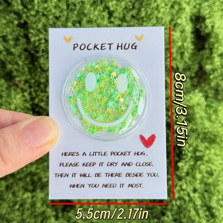 12 Stücke bunte Glitzer Fröhliche Gesichts Aufkleber für Pocket Hug Karten - sortierte funkelnde Farben, Kunststoff Cartoon Dekorationen, ohne Batterien, perfekt für Geburtstage, Valentinstag, Hochzeiten & Ermutigungsgeschenke, süße Aufkleber - Verschiedenfarbig - Übersicht 5