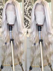 Platinum White Body Wave Lace Front Wigs Human Hair For Women 250 Density Glueless Wigs Human Hair Pre Plucked Bleached Knots 13x6 HD Transparent Brazilian Remy White Colored Wig Water Wave Human Hair Wig With Baby Hair - 米色 - 查看 7
