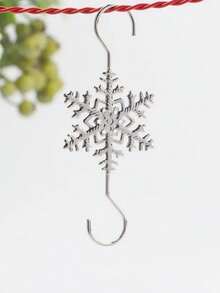 10pcs Metal Christmas Snowflake Hooks - Holiday Tree Ornaments, With Red Bows, Ideal For Holiday Decor, Christmas Tree Decoration - Multicolor - View 4