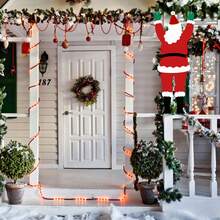 1 tấm vải treo tường hình ông già Noel leo trèo - Không cần điện, Bộ đồ đen đỏ, Râu trắng & Găng tay xanh lá cây, Chân treo cửa ra vào, cửa sổ, hàng rào - Dễ dàng lắp đặt trang trí ngày lễ, Đồ trang trí tường hình ông già Noel leo trèo cho Giáng sinh, Không có lông vũ, Nhẹ - Nhiều màu - Xem 5