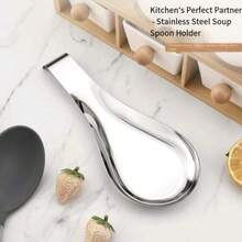 1-3pcs Stainless Steel Spoon Rest, Spoon Holder, Kitchen Utensil Holder, Flat Bottom (Silver) - Silver - View 3