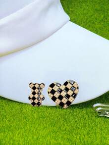 心形 + 泰迪熊设计磁性帽夹高尔夫球标记 - 易于使用的高尔夫配件，用于在果岭上标记球，是送给高尔夫球手的礼物