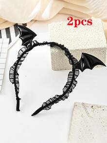 1 tiara vintage de asa de morcego para o Halloween - Design elegante em renda preta e vermelha, ideal para fantasias de Halloween, cosplay, acessórios de festa, adicionando um toque de beleza ao seu visual. Ideal para o Halloween, como tiara de cabelo ou presente. Perfeita para mulheres. - Multicolorido - Ver 8