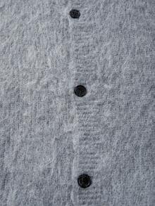 休闲宽松针织条纹不对称纽扣半开衫套头衫上衣，男士，春/秋/冬 - 灰色 - 查看 7