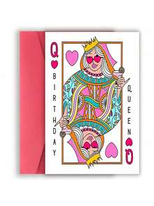 Funny Birthday Cards, Queen Of Hearts Birthday Cards, Stylish Birthday Cards With Envelopes For Mom, Girlfriend, Sister, Daughter, Unusual Things, Cute Aesthetic Items - Multicolor - View 12
