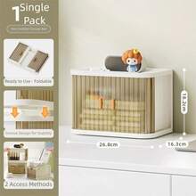 1 pieza Caja de almacenamiento de escritorio con persiana enrollable navideña - Organizador de oficina apilable, a prueba de polvo y humedad, adecuado para baño/cocina/sala de estar/oficina/estudio, se puede usar para almacenar libros/artículos de papelería/suministros de oficina/artículos varios diarios