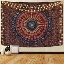 One Bohemian-Style Peacock Mandala Pattern Home Party Decoration Tapestry, Made Of Polyester Material, Suitable For Bedrooms, Living Rooms, Study Rooms, Home Decoration, With Installation Package Included, Cute Room Decoration, Inspiration For Space Theme. - Multicolor - View 1