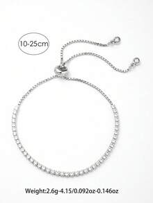 SYMFNY 1 Miếng Bạc 925 Khối Zirconia  Hạt Vòng tay , Chiều dài điều chỉnh Lễ cưới Hôn ước Trang sức cô dâu - trắng - Xem 3