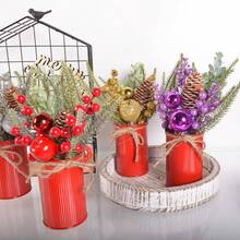 1pc Christmas Centerpiece Decor, Featuring Artificial Holly, Red Berries, Pine Cones, Assorted Christmas Ornaments, Glitter Balls, Country Style Planter Home Decor Christmas Decorations Room Decor Winter
