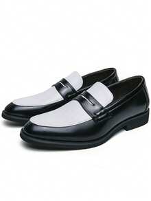 Mens Slip-On Dress Penny Loafer Casual Loafers Shoes For Male Classic Business Work Office Formal Dress Shoes - 黑與白 - 查看 11