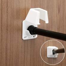 2pcs Drill-Free Adjustable Curtain Rod Brackets, Damage-Free Plastic Wall Hooks, Suitable For Shower Curtain And Door Curtain Tension Rods, Sturdy Support Minimalist Rod Holders, Easy Installation Hardware For Home And Bathroom - Multicolor - View 1