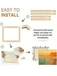 Marco de madera DIY de 30x40 cm, 40x60 cm, 50x70 cm, adecuado para lienzo, pintura al óleo, arte de pared, pintura de diamantes, tiras de madera con ensamble de espiga y mortaja, pinceladas gruesas, lienzo estirado, práctica, marco interior de madera, decoración del hogar para sala de estar y dormitorio, regalo, cumpleaños, graduación - Multicolor - Ver 7