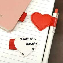 1pc Piece Self-Adhesive Heart-Shaped Pen Clip, Waterproof Leather Writing Pen Clip, Portable Pen Clip, Home Study Reading Book Self-Adhesive Sticky Notes Clip, Notebook Accessories Pen Clip,School Teacher Office Supplies Stuff,Bible Study Supplies Notebook Book,Back To School Supplies,Burn Book,Planner Journal Notebook